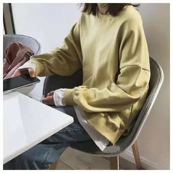 Поддельный двухсекционный плюшевый свитшот для женщин, новый осенне-зимний корейский стиль, свободный студенческий топ BF Harajuku Fenggang Flavor M