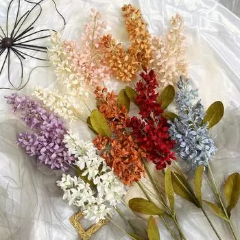 Поддельный флокированный дельфиниум с 2 вилками, длина гиацинта, имитация гиацинта, европейский фиолетовый красный