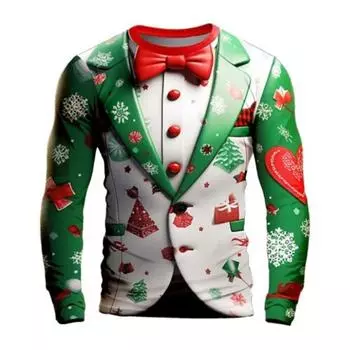 Поддельный костюм абстрактный узор мужская уличная футболка с длинным рукавом весна и осень 3d печать модные свободные мужские повседневные топы S