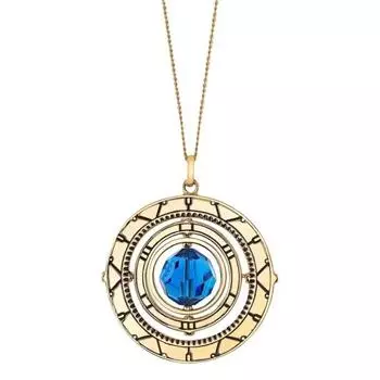 Поддельный кристалл вращающееся ожерелье с подвеской синее ожерелье со стразами игровой косплей аксессуар на Хэллоуин Рождество день рождения подарок золотистый