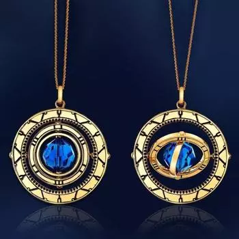 Поддельный кристалл вращающееся ожерелье с подвеской синее ожерелье со стразами игровой косплей аксессуар для