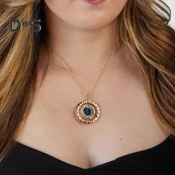Поддельный кристалл вращающееся ожерелье с подвеской синее ожерелье со стразами игровой косплей аксессуар на Хэллоуин Рождество день рождения подарок золотистый
