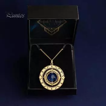 Поддельный кристалл вращающееся ожерелье с подвеской синее ожерелье со стразами игровой косплей аксессуар на Хэллоуин Рождество день рождения подарок золотистый