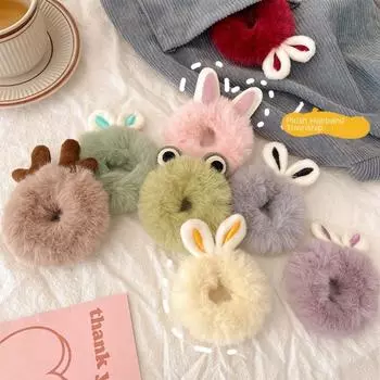 Поддельный мех, веревка для волос, держатель для хвоста, круги для волос, милые резинки для волос для девочек 3