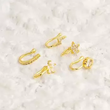 Поддельный пирсинг 1 шт. носовое кольцо ювелирные изделия для тела подарок сердце медная клипса на носу ухо клипса звезда ручная работа