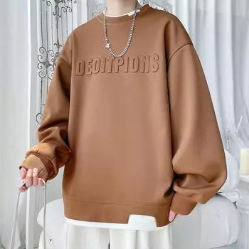 Поддельный свитер из двух частей, мужской, весна-осень, новый, круглый вырез, с длинными рукавами, подростковая повседневная куртка, свободный мужской топ M