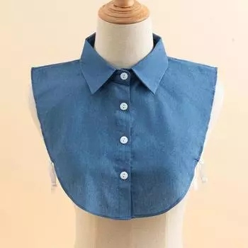 Поддельный воротник, джинсовый заостренный вырез, синий свитер, воротник рубашки, универсальная подкладка, хулиганский и элегантный темперамент с воротником тренча.