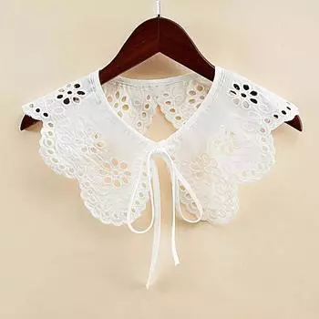 Поддельный воротник рубашки для женщин Поддельные воротники Вышитые цветочные кружева Лацкан Блузка Съемные воротники Декоративная шаль Поддельный воротник