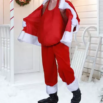 Поддельный живот Санта-Клауса, забавный набитый живот для костюмированной вечеринки на Хэллоуин красный