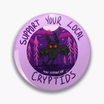 Поддержите местных Cryptids Mothman, настраиваемая мягкая булавка на пуговицах, модная булавка на лацкане, милая брошь, шляпа, одежда, креативные украшения