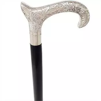 Поддержка костыля из дерева и латуни, прочная, прочная, красивая деревянная трость ручной работы с декоративной полированной ручкой (Серебряный ирис)