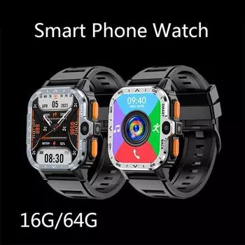 Поддержка новых часов для смартфонов: Фото, видеозвонок, вставка карты, NFC, онлайн-платежи и т. д. Спортивный браслет для мужчин и женщин, студенческие телефонные часы 16G чёрный