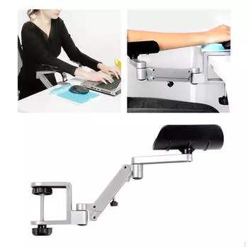 Поддержка подлокотника, прочный вращающийся коврик для подлокотника стола, универсальный компьютерный офис Silver
