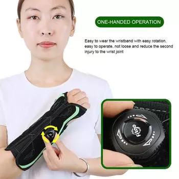 Поддержка при растяжениях предплечья Шина на запястье Регулируемая съемная посадка Изгиб запястья при туннельном синдроме запястья при травмах запястья M чёрный/зелёный