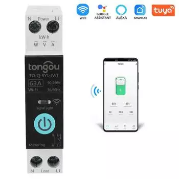 Поддержка приложения SmartLife Home Voice Control 63A Timer Module 1P Wifi Smart Circuit Breaker Switch Home Accessories 1P-63A