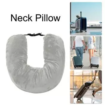 Поддержка шеи Самонаполняющаяся подушка для путешествий Износостойкая супермягкая портативная конструкция без наполнителя Набивная дорожная наволочка для шеи B серый