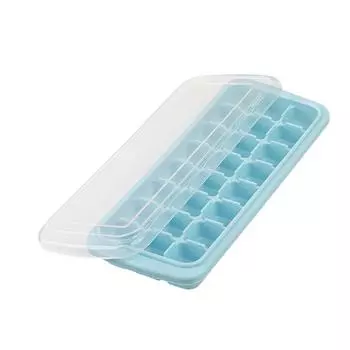 Поддон для кубиков льда силиконовый квадратный лоток для льда легко снимаемый штабелируемый отсек для кубиков крышка для сока с 2 S9W6 Blue-24-grid