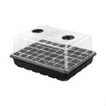 Поддон для рассады семян, 48 отверстий, прочный, с крышкой и основанием, проращивание, проращивание чёрный