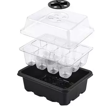 Поддон для рассады семян с 6/12 отверстиями и куполом для увлажнения, поддон для размножения суккулентов, мини-теплица, поддон для проращивания суккулентов