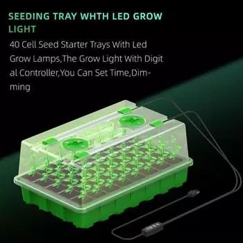 Поддон для рассады Yousheng с таймером, полным спектром освещения для выращивания растений, контролем влажности, комплект поддонов для проращивания растений в мини-теплице 1pc A