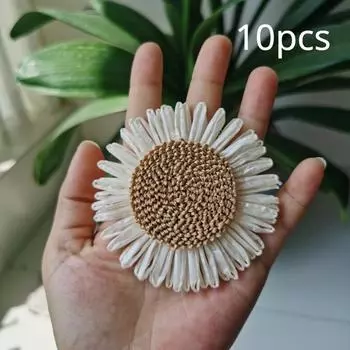 [Поделки из рафии с подсолнухами] Упаковка из 3 штук: подсолнухи и маргаритки, рафия, полипропиленовая трава, поделки — декор своими руками для весны и лета — пляжные шляпы, одежда, шторы, 10pcs