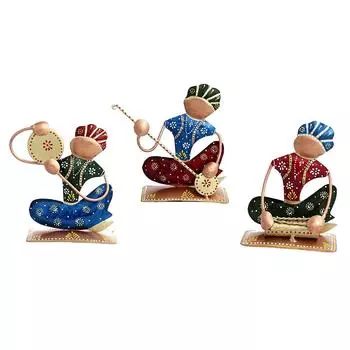 Поделки Металл Раджастанские Музыканты Предмет статуэтка 4 x 6 Разноцветный, 3 штуки