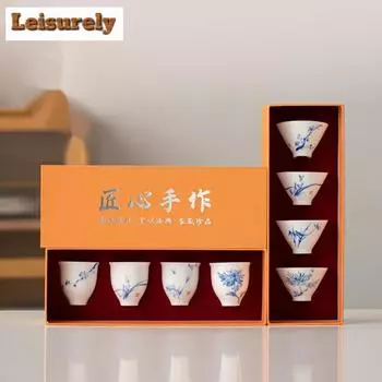 Подглазурная цветная расписанная вручную белая фарфоровая чайная чашка, старинная чайная пара, ароматическая чашка, чашка для медитации, чайные принадлежности, аксессуары