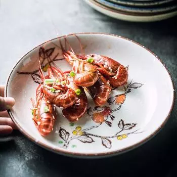 Подглазурованная тарелка в японском стиле Блюда для суши Холодное блюдо Керамическая тарелка Бытовая круглая плоская тарелка для фруктов