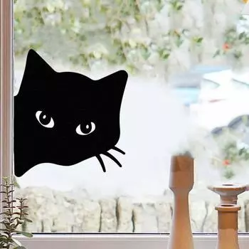 Подглядывающий черный кот садовый колышек устойчивый к погодным условиям прочный уличный патио двор газон металлический котенок знак животное железный шип палка украшение орнамент A