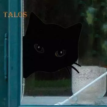 Подглядывающий черный кот садовый колышек устойчивый к погодным условиям прочный уличный патио двор газон металлический котенок знак животное железный шип палка украшение орнамент A