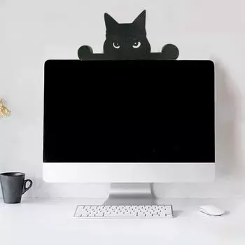 Подглядывающий черный кот, украшение для дома и офиса, внутренние подоконники, книжные полки, фоторамка, топпер, деревянный орнамент в виде животного L