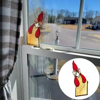 Подглядывающий петух, угловое украшение для дома, офиса, гостиной, домашний акриловый витраж, украшение в виде петуха, оконный орнамент, Рождественский подарок A