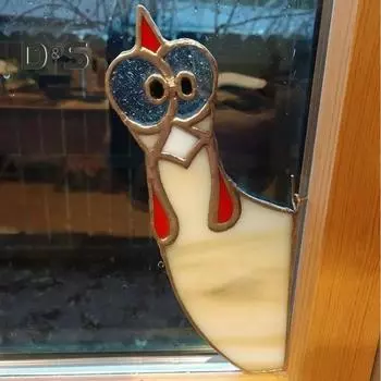 Подглядывающий петух, украшение для угла окна, домашний офис, внутренние подоконники, книжные полки, красочный орнамент в виде петуха, акриловый декор в виде животных, Рождественский подарок C