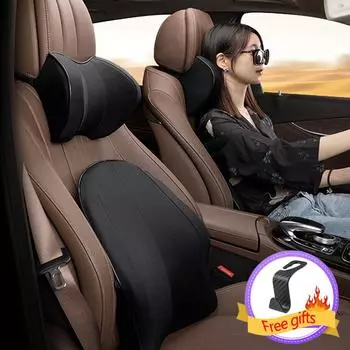 Подголовник автомобиля Подушка для шеи для сиденья кресла в автомобильной пене с эффектом памяти Хлопковая подушка Тканевый чехол Мягкий подголовник Поддержка офиса путешествий