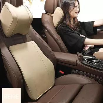 Подголовник автомобиля Подушка для защиты шеи и головы в салоне автомобиля Подушка для поддержки талии из мягкого хлопка с эффектом памяти Автомобильный аксессуар чёрный