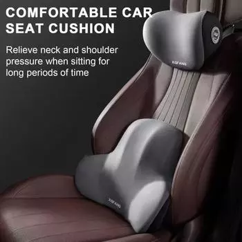 Подголовник автомобиля, поясничная поддержка, комплект подушек, подушка для сиденья автомобиля из пеноматериала с эффектом памяти, комплект поясничной поддержки с регулируемыми ремнями для облегчения боли в шее и спине кофейный