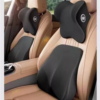 Подголовник автомобиля Поясничная поддержка Подушка для шеи Подушка для талии Подушка для спинки сиденья водителя Подушка для поясницы для вождения Универсальная чёрный