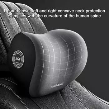 Подголовник автомобиля Поясничная поддержка Подушка Комплект пены с эффектом памяти Подушка для сиденья автомобиля Поясничная поддержка серый
