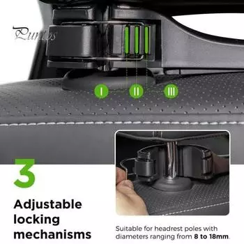 Подголовник автомобиля, скрытый крючок, вращение на 360 градусов, простая установка, регулируемая вешалка, задний крючок, держатель для мобильного телефона, органайзер для салона автомобиля чёрный