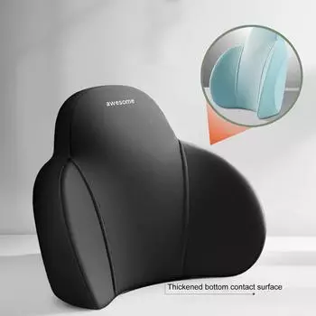 Подголовник для автомобильного сиденья, подушка для спины, мягкая, с эффектом памяти, хлопковая подушка для шеи, аксессуары для салона автомобиля, универсальная поясничная подушка чёрный