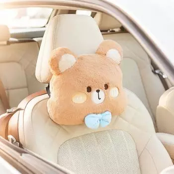 Подголовник для автомобильного сиденья, подушка для шеи в виде мультяшного автомобиля, плюшевая подушка для талии в форме медведя, симпатичные подушки для подголовника для переднего сиденья автомобиля