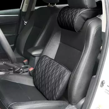 Подголовник для автомобильного сиденья Relief Bole Подушка для поясницы с эффектом памяти Подушка для автомобильного подголовника Кожаная вышитая подушка для шеи Подголовник Подушка для сиденья Black Headrest