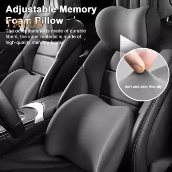 Подголовник для автомобиля и поясничная поддержка Подушка для шеи и поясничной поддержки автомобиля Регулируемые ремни для облегчения боли в шее и спине розовый