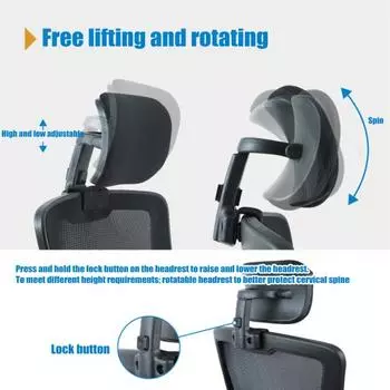Подголовник для офисного кресла Подушка для поддержки головы Регулируемая высота Угол дышащая сетка A