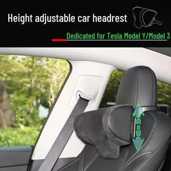 Подголовник для шеи Tesla Model 3/Y - Автомобильный аксессуар Model TSL-B-T3, Black Suede чёрный