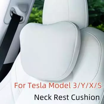 Подголовник для сиденья автомобиля Tesla Model 3/Y/X/S, подушка для шеи, поддержка подголовника, высококачественный кожаный защитный чехол для сиденья, автомобильные аксессуары