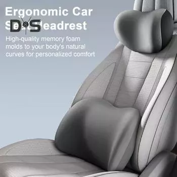Подголовник и подушка для поддержки поясницы в автомобиле Подголовник для поясницы Комплект для поддержки шеи Подголовник для автомобильного сиденья Комплект подушек для поясницы для облегчения боли в шее и спине Пена с эффектом памяти в автомобиле Headre
