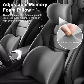 Подголовник и поясничная поддержка автомобиля Подушка для шеи и поясничная поддержка автомобиля кофейный