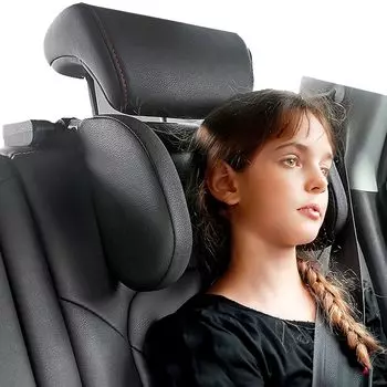 Подголовник JZCreater, подушка для шеи в машину, подголовник для путешествий, регулируемая поддержка осанки во время сна, простая установка, подходит для детей и взрослых, U-образная форма, 180° чёрный