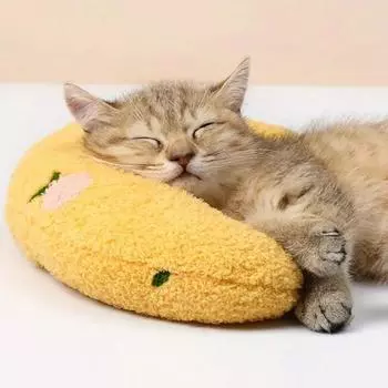 Подголовник Подушка для сна Маленькая подушка для домашних животных Кошка Котенок Мода Глубокий сон Товары для домашних животных Собака Щенок U-образная подушка Защитная подушка для шеи Ручная работа жёлтый